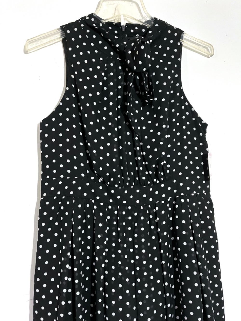 Kasper Polka Dot Tie Neck Dress - Picture 4 of 12